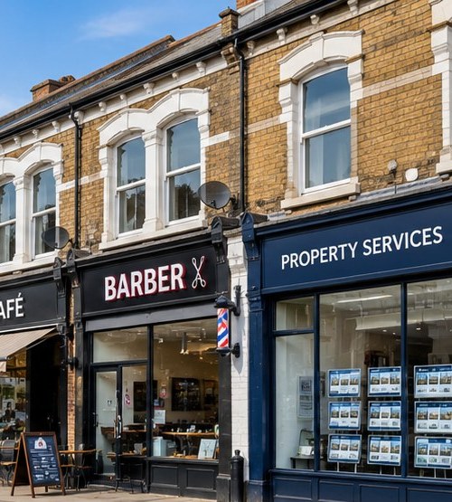 High-street shops with flats above